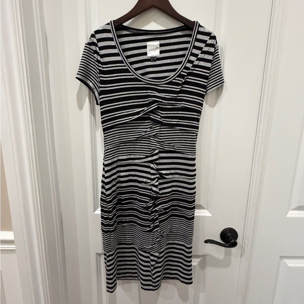 Nicole Miller Striped Black and Gray Bodycon Dress
